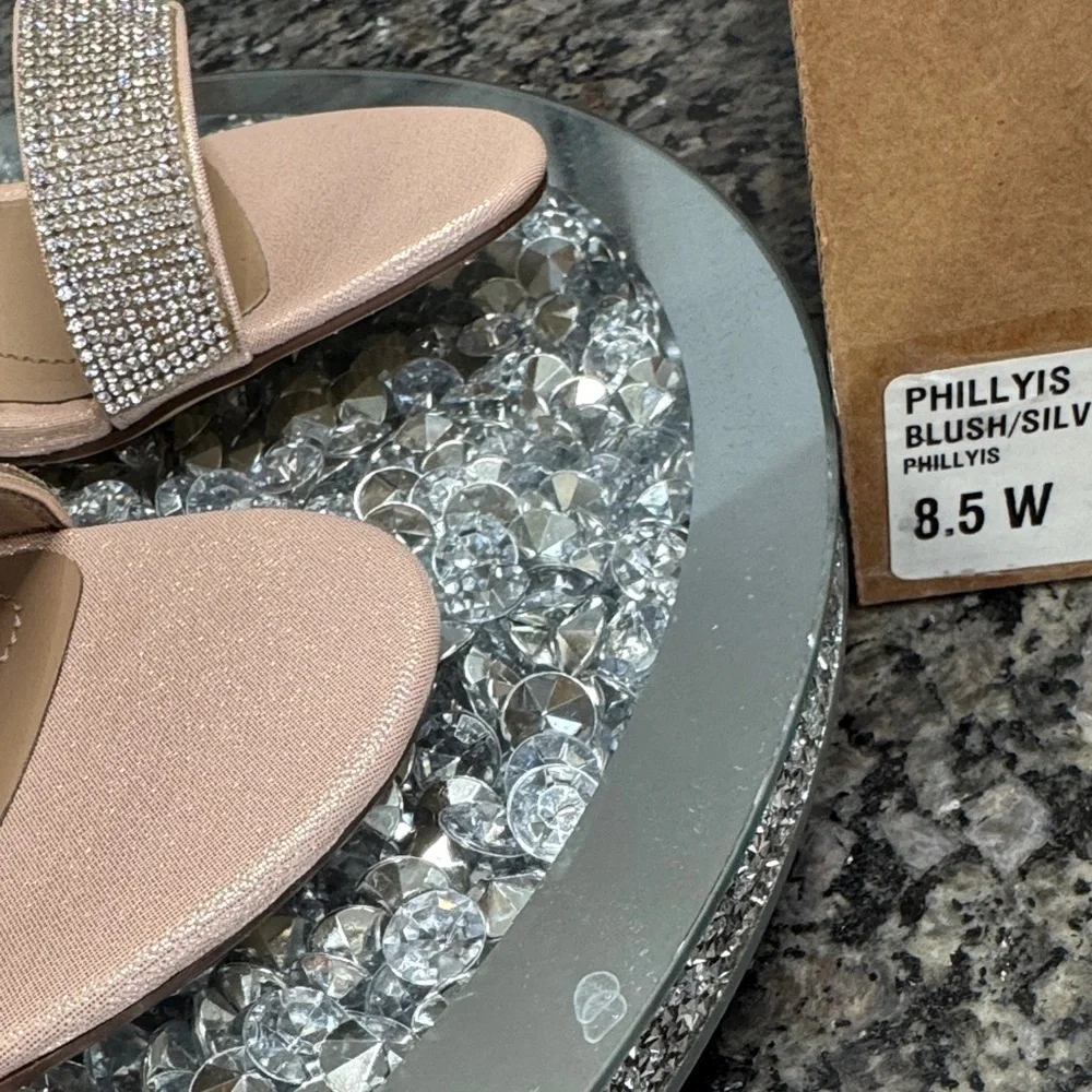 Style & Co. Phillyis blush Pink rose gold Silver rhinestone heels new 8.5W
